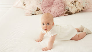 Embroidered Linen Romper in Ivory