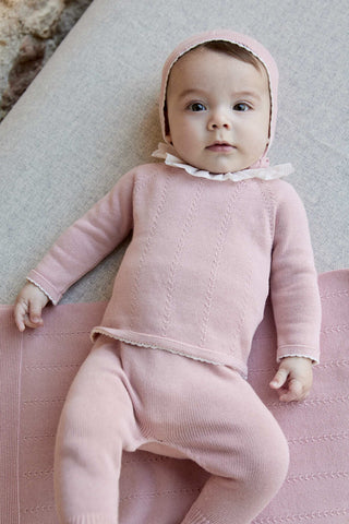 Scalloped Knitted Set in Pink