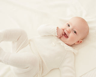 Frill Collar Knitted Set in Ivory