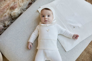 Embroidered Bonnet in Ivory