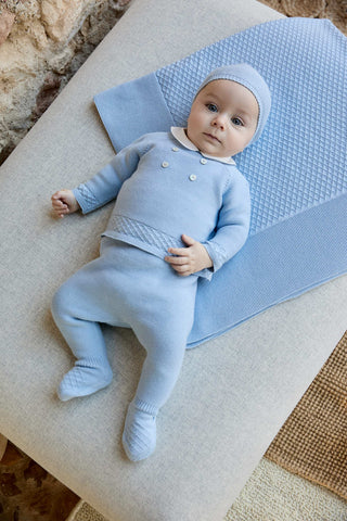 Knitted Blanket in Blue