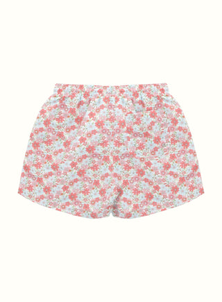 Floral Swim Short in Coral