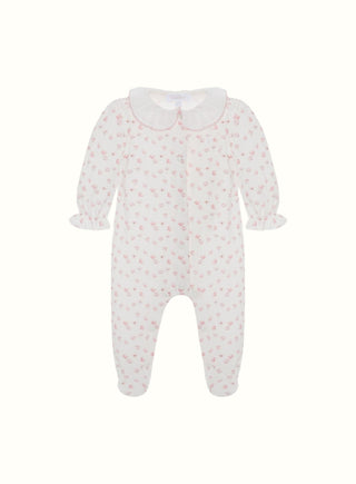 Pink Poppies Babygrow in White