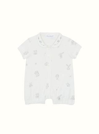 Towelling Cotton Romper in White