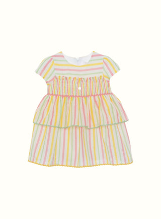 Ruffled Stripe Dress in Multicolor
