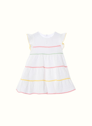 Ric Rac Trim Dress in White