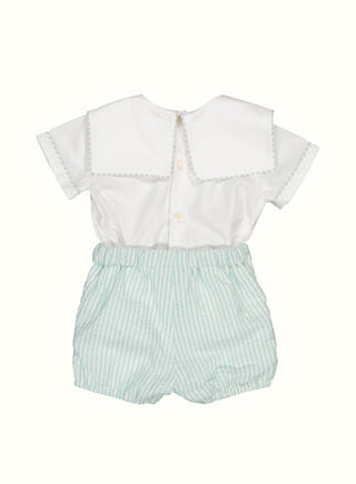 Striped Sailor Embroidered Set in Green