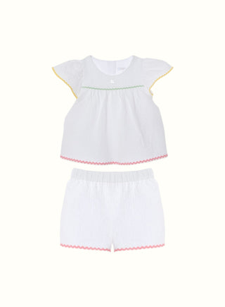 Multicolour Ric Rac Trim Set in White