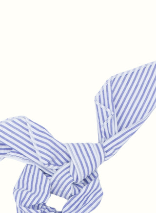 Striped Bow Scrunchie in Blue