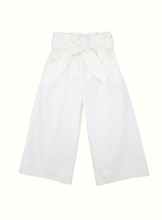 Wide Leg Trousers with Belt in White