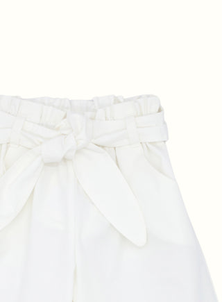 Wide Leg Trousers with Belt in White