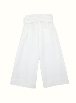 Wide Leg Trousers with Belt in White