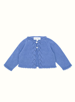 Lace Knit Cardigan in Denim Blue