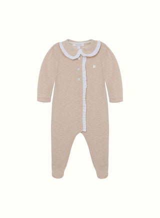 Peter Pan Collar Babygrow in Beige