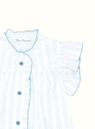 Striped Ruffle Blouse in White