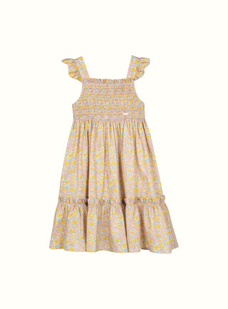 Smocked Liberty Floral Sundress in Yellow