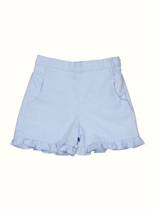 Ruffle Trim Shorts in Blue