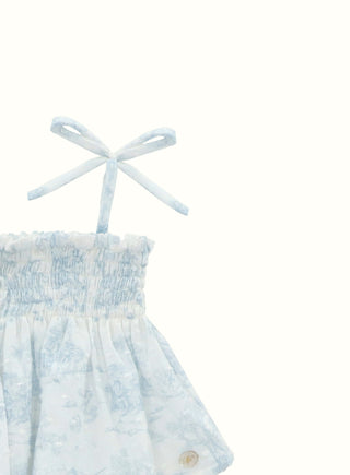 Blue Toile Smocked Set in Blue