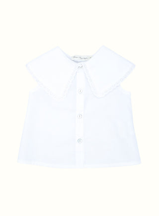 Scalloped Collar Blouse in White