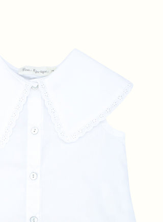 Scalloped Collar Blouse in White