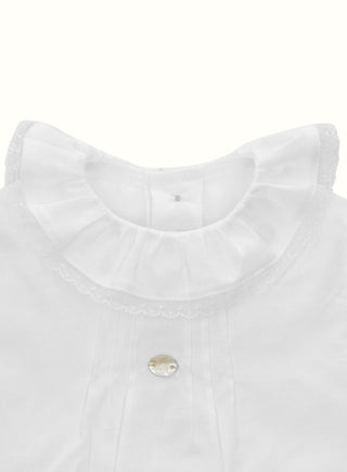 Frill Collar Long Sleeve Blouse in White