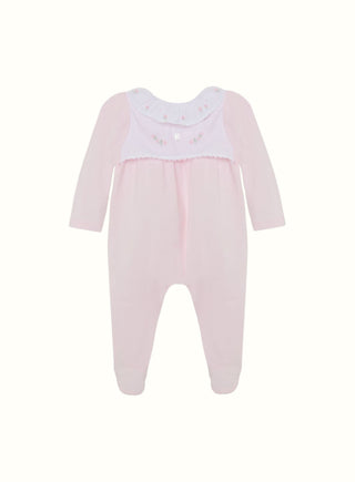 Embroidered Bib Babygrow in Pink