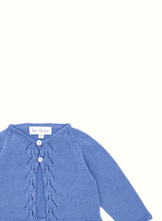 Lace Knit Cardigan in Denim Blue