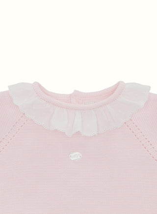 Frill Collar Knitted Set in Pink