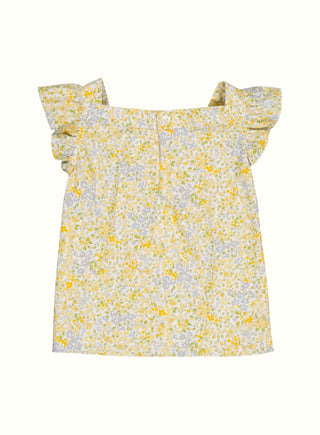 Ivy Smocked Floral Ruffle Blouse in Yellow