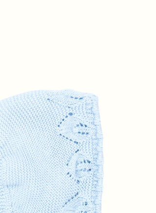 Knitted Lace Bonnet in Blue