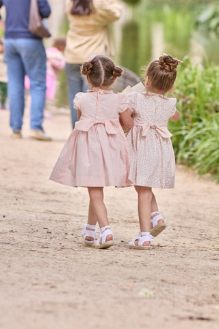 Hand Smocked Ruffle Collar Dress in Pink