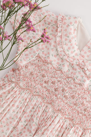 Daisy Hand Smocked Dress in Pink