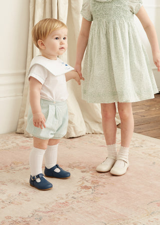 Striped Sailor Embroidered Set in Green