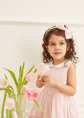 Striped Hand Smocked Dress in Pink