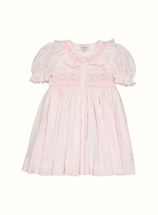 Rosie Hand Smocked Swiss Dot Dress in Pink