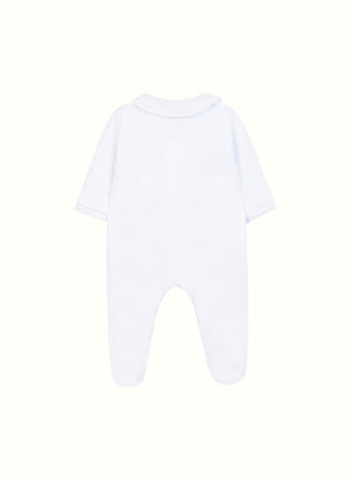 Smocked Panel Babygrow in White