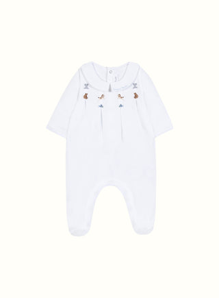 Embroidered Circus Babygrow in White