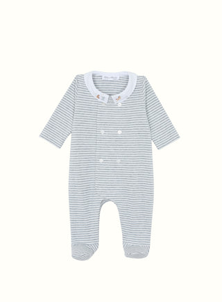 Striped Cotton Babygrow in Grey