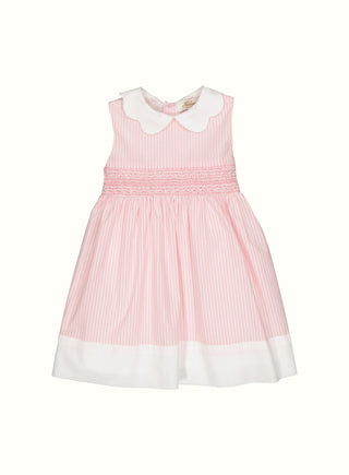 Striped Hand Smocked Dress in Pink