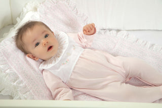 Embroidered Bib Babygrow in Pink