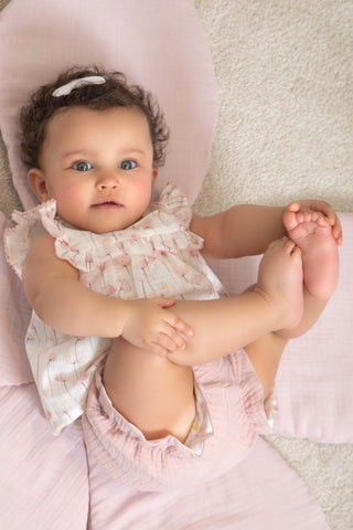 Ruffled Blouse and Bloomer Set in Pink
