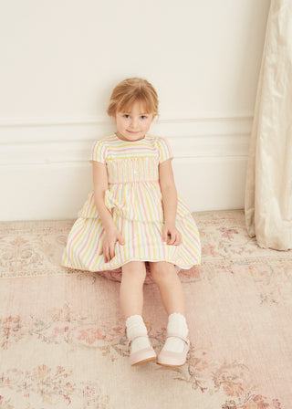 Ruffled Stripe Dress in Multicolor