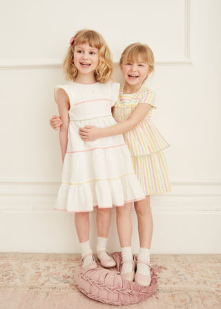 Ric Rac Trim Dress in White