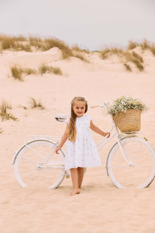 Embroidered Floral Eyelet Dress in White