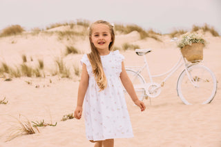 Embroidered Floral Eyelet Dress in White