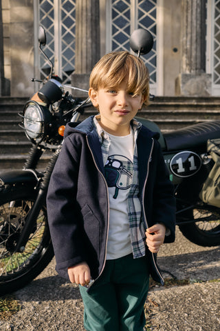 Boys Navy Blue Reversible Hooded Jacket