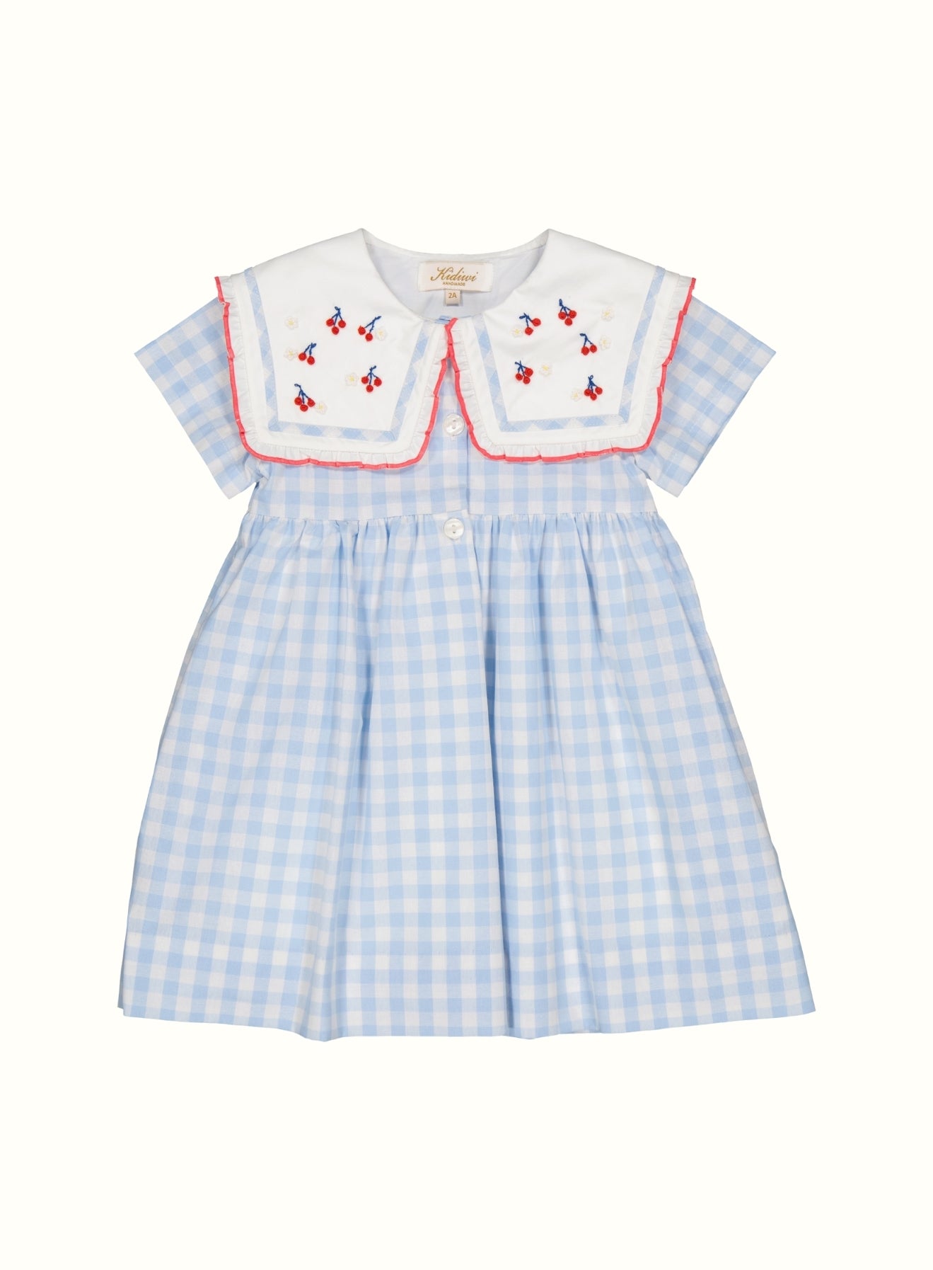 Gingham Embroidered Sailor Dress in Blue (6mths-6yrs) Gingham Embroidered Sailor Dress in Blue (6mths-6yrs)