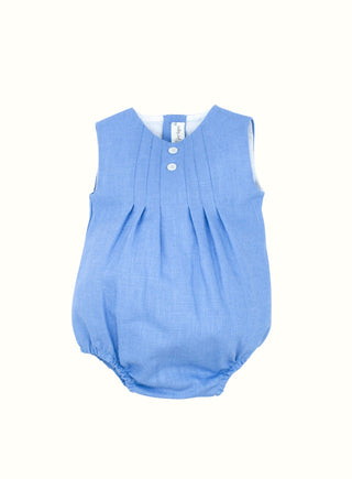 Pleated Romper in Blue