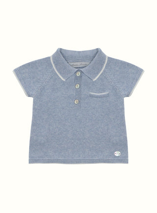 Classic Knit Polo Shirt in Blue