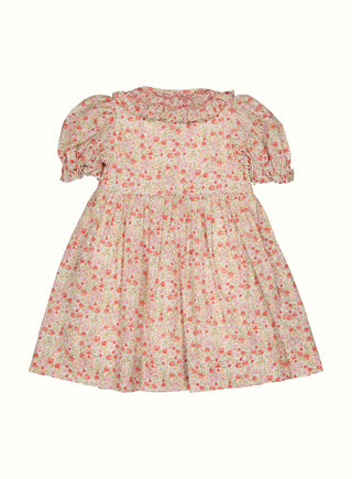 Mabel Floral Hand Smocked Dress in Red